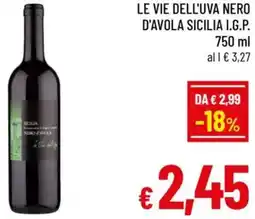 A&O Le vie dell'uva nero d'avola sicilia i.g.p. offerta