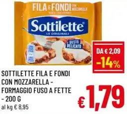 A&O Sottilette fila e fondi con mozzarella - formaggio fuso a fette offerta
