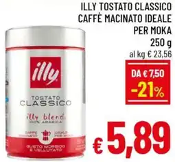 A&O Illy tostato classico caffè macinato ideale per moka offerta