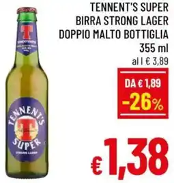 A&O Tennent's super birra strong lager doppio malto bottiglia offerta