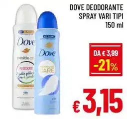 A&O Dove deodorante spray offerta