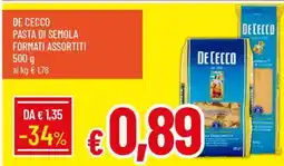 IperFamila De cecco pasta di semola offerta