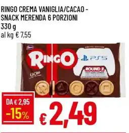 IperFamila Ringo crema vaniglia/cacao - snack merenda 6 porzioni offerta
