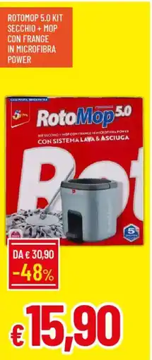 IperFamila Rotomop 5.0 kit secchio + mop con frange in microfibra power offerta