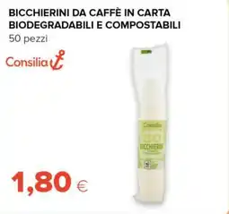 Tigre Consilia bicchierini da caffè in carta biodegradabili e compostabili offerta