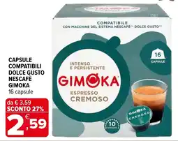 Iperal Capsule compatibili dolce gusto nescafè GIMOKA offerta