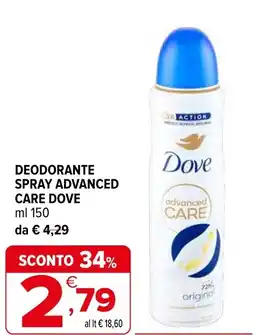 Iperal Deodorante spray advanced care DOVE offerta