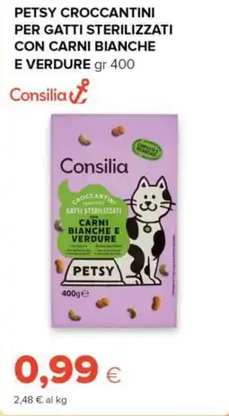 Tigre Consilia petsy croccantini per gatti sterilizzati con carni bianche e verdure offerta