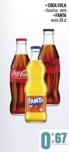 Gruppo di Palo COCA COLA classica e zero, fanta vetro offerta