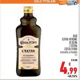 Conad Olio Extra Vergine di Oliva L'Extra Costa d'Oro offerta