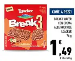 Conad City Break3 wafer con crema alle nocciole LOACKER offerta