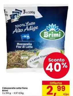 Interspar 3 Mozzarelle Latte Fieno Brimi offerta