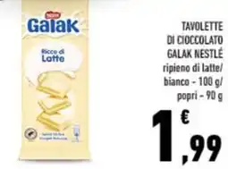 Conad City Tavolette di cioccolato galak nestlé ripieno di latte/ bianco/popri offerta