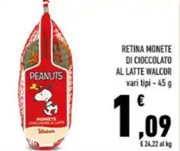 Conad City Retina monete di cioccolato al latte WALCOR offerta