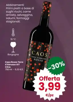 Interspar Caos Rosso Terre d'Abruzzo IGT Citra offerta
