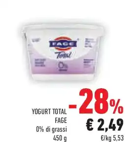 Conad Yogurt total FAGE 0% di grassi offerta