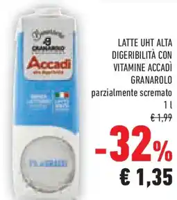 Conad Latte uht alta digeribilità con vitamine accadì GRANAROLO parzialmente scremato offerta