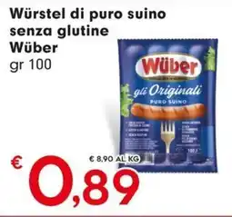DeSpar Express Würstel di puro suino senza glutine Wüber offerta