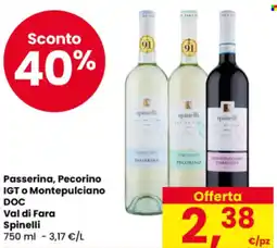 Eurospar Passerina, Pecorino IGT o Montepulciano DOC Val di Fara Spinelli offerta