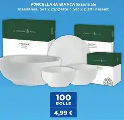 Acqua & Sapone PORCELLANA BIANCA Essenziale Insalatiera, Set 2 coppette o Set 2 piatti dessert offerta