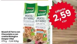 Eurospar Muesli di Farro con Cioccolato o con uvetta Biologico Despar Vital offerta