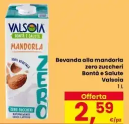Eurospar Bevanda alla mandorla zero zuccheri Bontà e Salute Valsoia offerta