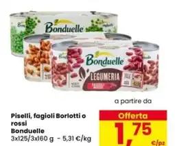 Eurospar Piselli, fagioli Borlotti o rossi Bonduelle offerta