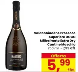 Eurospar Valdobbiadene Prosecco Superiore DOCG Millesimato Extra Dry Cantine Maschio offerta