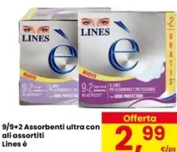 Eurospar 9/9+2 Assorbenti ultra con ali assortiti Lines è offerta
