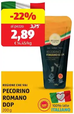ALDI Regione che vai pecorino romano DOP offerta