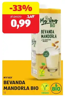 ALDI Myvay bevanda mandorla bio offerta