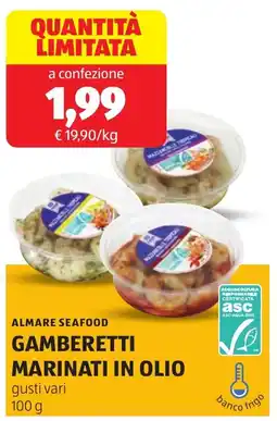 ALDI Almare seafood gamberetti marinati in olio offerta