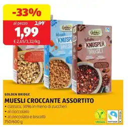 ALDI Golden bridge muesli croccante offerta