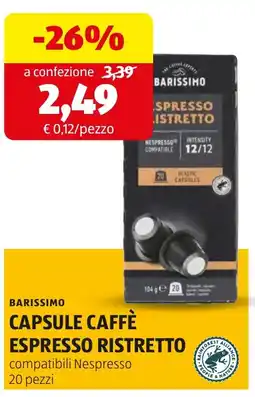 ALDI Barissimo capsule caffè espresso ristretto offerta