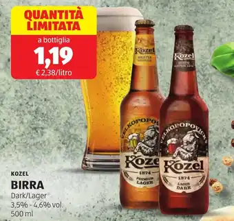 ALDI Kozel birra offerta