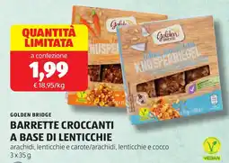 ALDI Golden bridge barrette croccanti a base di lenticchie offerta