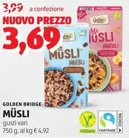 ALDI Golden bridge müsli offerta