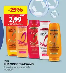 ALDI Elvive shampoo/balsamo offerta
