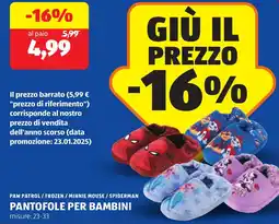 ALDI Paw patrol / frozen / minnie mouse/spiderman pantofole per bambini offerta