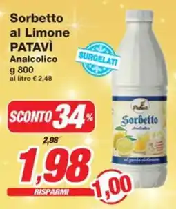 Prix Quality Sorbetto al Limone PATAVÌ Analcolico offerta