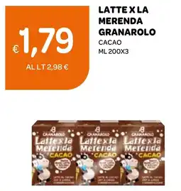 Ekom Latte X la merenda granarolo cacao offerta