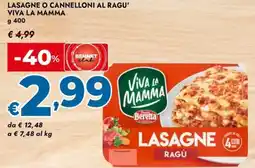 Bennet Lasagne o cannelloni al ragu' viva la mamma BERETTA offerta