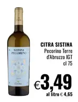 Famila CITRA SISTINA Pecorino Terre d'Abruzzo IGT offerta