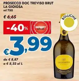 Bennet Prosecco doc treviso brut LA GIOIOSA offerta