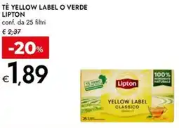 Bennet Tè yellow label o verde LIPTON offerta