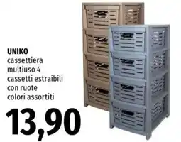 Famila UNIKO cassettiera multiuso 4 cassetti estraibili con ruote offerta