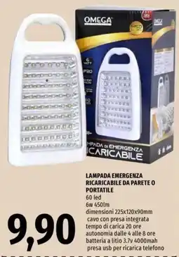 Famila Lampada emergenza ricaricabile da parete o portatile offerta