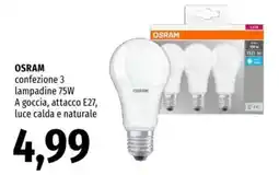 Famila OSRAM confezione 3 lampadine 75W offerta