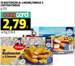 Coop 10 bastoncini al limone/omega 3 CAPITAN FINDUS offerta