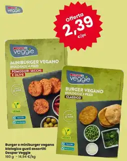 Despar Burger o miniburger vegano biologico Despar Veggie offerta